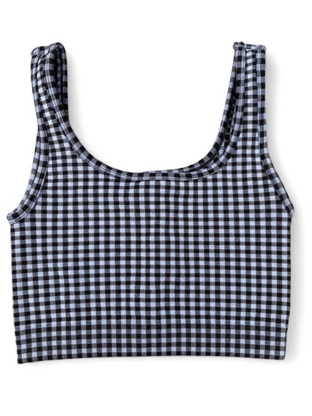 No Boundaries women’s sz. S (4-6) light blue + black gingham checked tank top